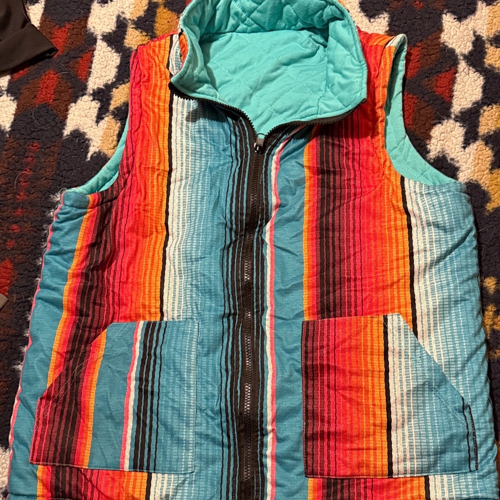 Reversible Serape and Turquoise Vest